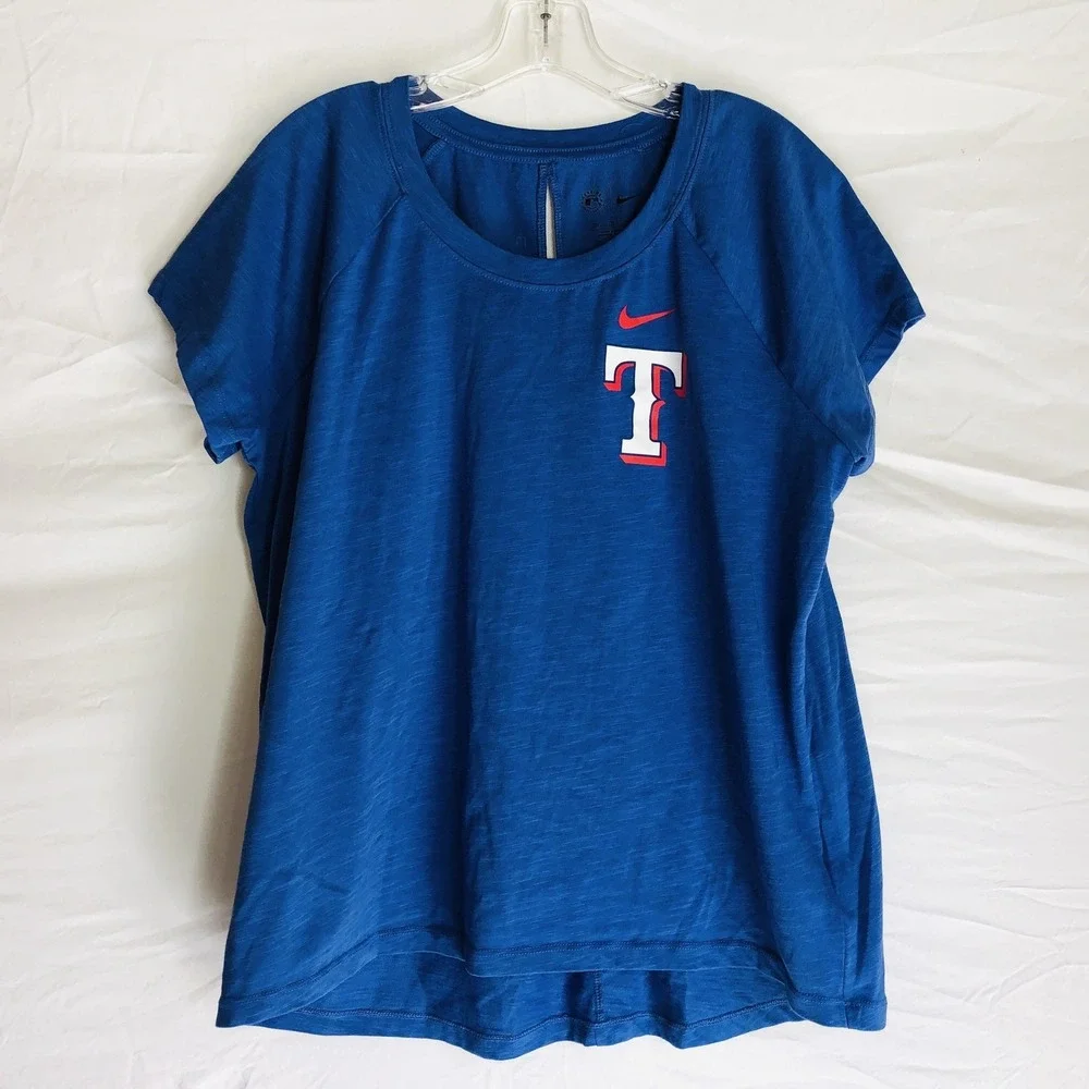 Texas Rangers Shirt Womens 2XL MLB Baseball Nike Dri Fit Raglan‎ Short Sleeve